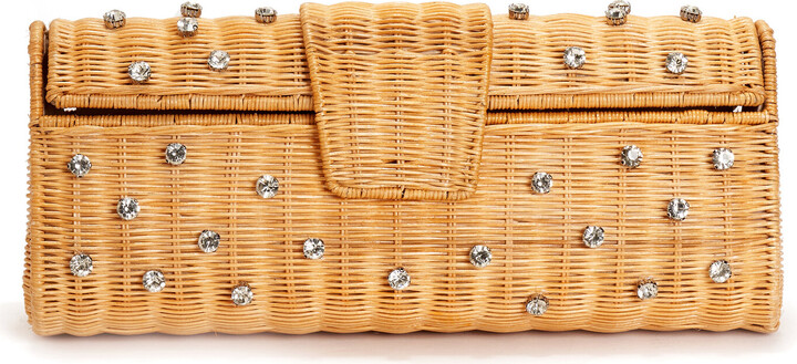 Emm Kuo Paloma Crystal-Embellished Wicker Clutch
