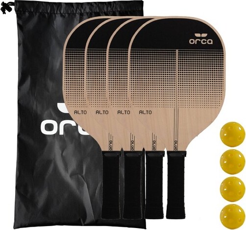 Orca Orca15.7''AltoFiberTraditionalPickleballPaddleSetwithTravelBagandIndoorBalls-4pk