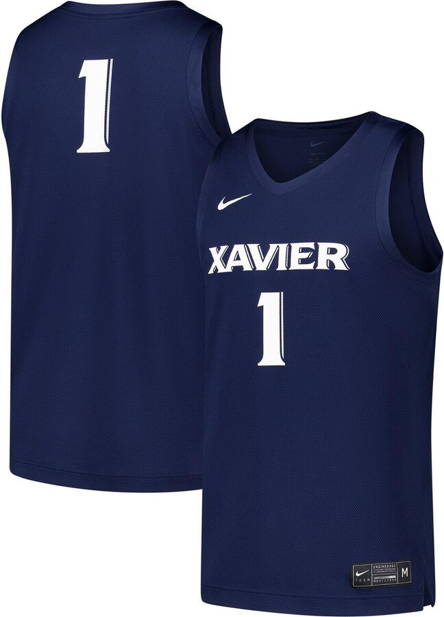 Nike Men's 1 Navy Xavier Musketeers Replica Basketball Jersey