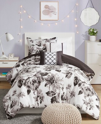 Bramble Floral Beige Cotton Reversible Comforter Set - King in