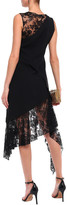 Thumbnail for your product : Givenchy Asymmetric Lace-paneled Stretch Wool-crepe Dress