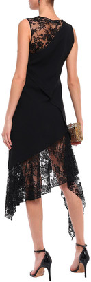 Givenchy Asymmetric Lace-paneled Stretch Wool-crepe Dress