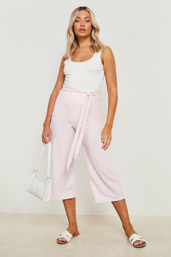 boohoo Belted Crepe Culotte Pants - ShopStyle