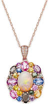 Thumbnail for your product : Macy's Opal (1 ct. t.w.), Multi-Sapphire (3-1/6 ct. t.w.) and Diamond Accent Pendant Necklace in 14k Rose Gold