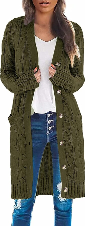 Womens Army Green Cardigan | ShopStyle
