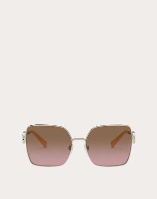 Valentino Squared Metal Frame With Vlogo Signature Crystals Women Gold/gradient Pink 100% Metallic Fiber OneSize