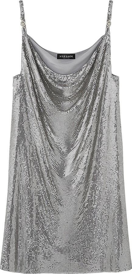 Versace Women's Metallic Cocktail Minidress - Nickel - Size 2