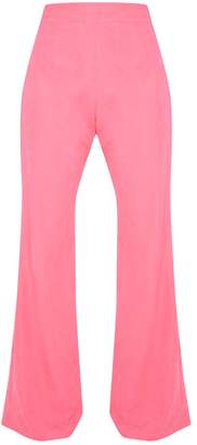 PrettyLittleThing Hot Pink Faux Suede Wide Leg Trouser