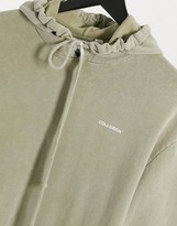 Thumbnail for your product : Collusion Unisex hoodie with reverse fabric detail in pigment dye