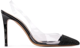 clear pumps with black toe