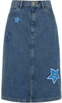 Thumbnail for your product : MiH Jeans Parra Embroidered Denim Skirt - Mid denim