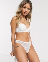 Thumbnail for your product : New Look spot mesh t shirt bra in off white