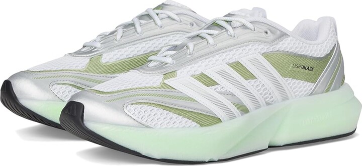 adidas Lightblaze Glow Women's Running Shoes White/Silver Metallic/Magic Lime Metallic : 10.5 C - Medium, Rubber