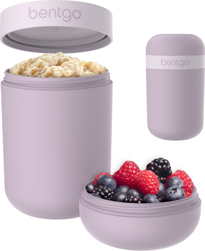 Bentgo Snack Cup - Reusable Snack Container with Leak-Proof Design, Toppings Compartment, and Dual-Sealing Lid, Portable & Lightweight for Work, Travel, Gym - Dishwasher Safe (Orchid)