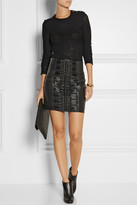 Thumbnail for your product : Balmain Embroidered leather mini skirt