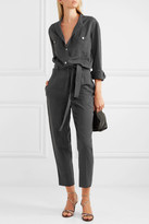 Thumbnail for your product : Vanessa Bruno Mali Cropped Belted Brushed-twill Jumpsuit - Dark gray