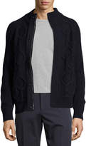 Thumbnail for your product : Ferragamo Gancini Cable-Knit Wool-Cashmere Zip-Front Sweater, Navy