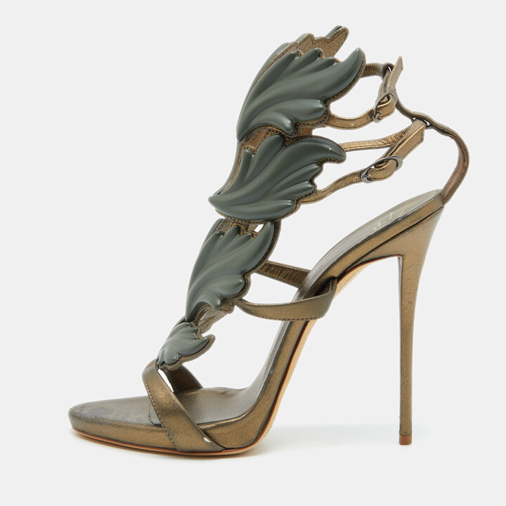 Giuseppe Zanotti Olive Green Cruel Strap Sandals Size 38 - ShopStyle