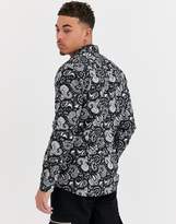 Thumbnail for your product : ONLY & SONS slim fit paisley print shirt in black