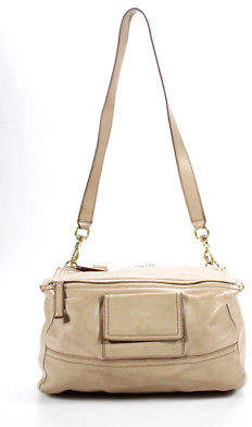 Givenchy Beige Leather Pocket Front Satchel Tote Handbag