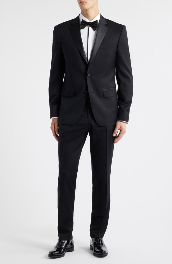 HUGO BOSS Huge Slim Fit Black Wool Tuxedo