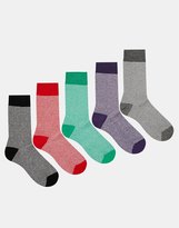 Thumbnail for your product : ASOS 5 Pack Socks With Weave Design