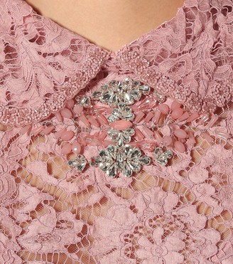 Valentino embellished floral-lace gown