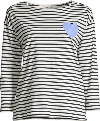 Chinti and Parker Heart Breton Dropped Shoulder Striped Tee