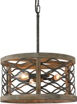 Thumbnail for your product : Gracie Oaks 3-Light Wooden Industrial Drum Chandelier Farmhouse Vintage Pendant Light Rustic Candle Light Holder