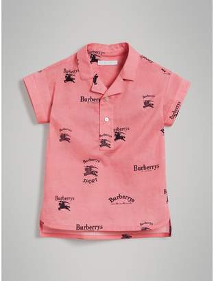 Burberry Childrens Short-sleeve Archive Logo Print Cotton Shirt
