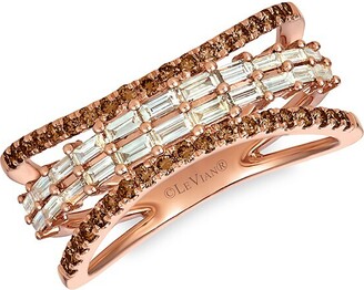 LeVian 14K Strawberry Gold® Chocolate Diamonds® & Step-Cut Nude Diamonds™ Countour Ring