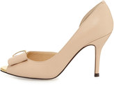 Thumbnail for your product : J. Renee Dallus Leather Peep-Toe Bow Pump, Nude