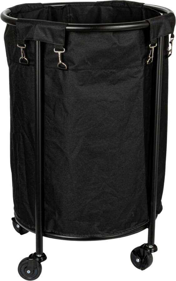Household Essentials Round Laundry Hamper Black Polyester Bag