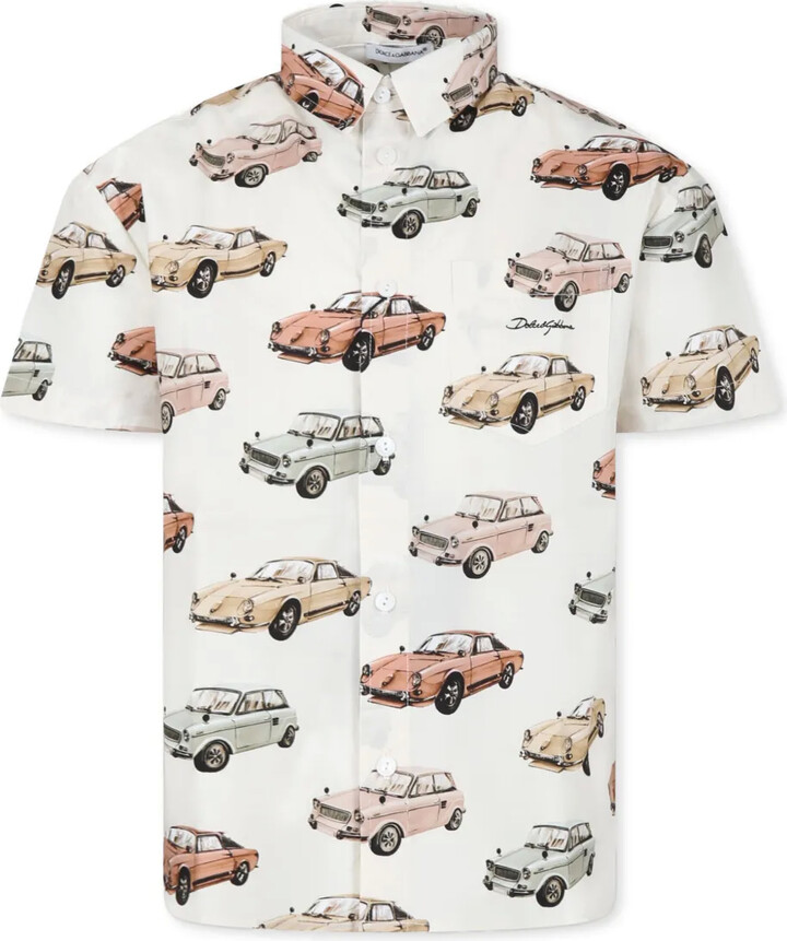 Dolce & Gabbana Children Car-Print Short-Sleeve Shirt