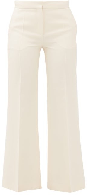 Valentino - High-rise Wool-blend Flared Trousers - Ivory