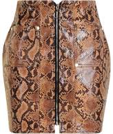 Thumbnail for your product : boohoo Snakeskin PU Leather Look Zip Front Mini Skirt