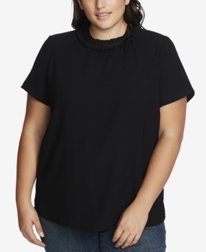 cece ruffle collar short sleeve blouse