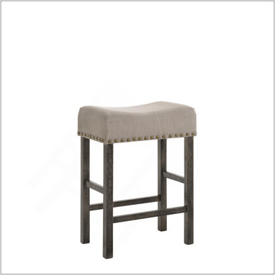 Ophelia & Co. Martha II Tan Linen & Weathered Gray Finish Counter Height Stool (Set Of 2)