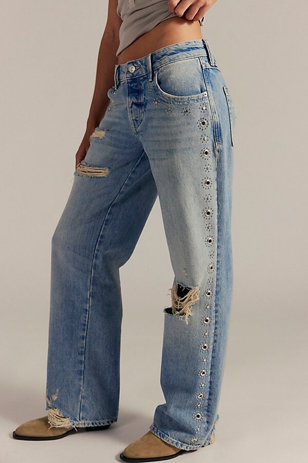 We The Free Tennessee Low-Rise Boyfriend Studded Jeans