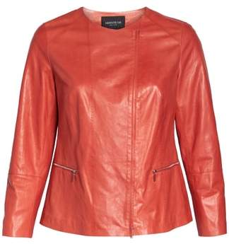 Lafayette 148 New York Caridee Glazed Lambskin Leather Jacket