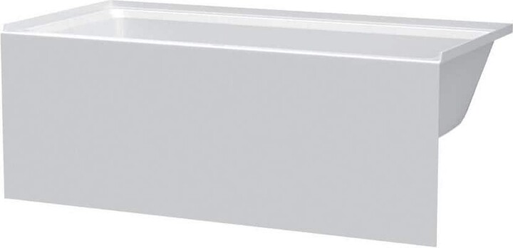 60 in. x 30 in. Acrylic Rectangular Apron Front Soaking Bathtub with Right Drain in White