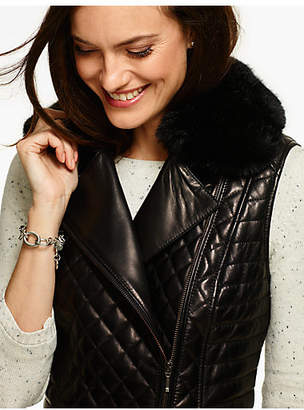 Talbots Quilted Leather Moto Vest