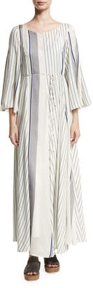 The Row Selar Striped Long-Sleeve Maxi Dress, White Pattern
