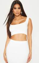 Thumbnail for your product : PrettyLittleThing White Slinky Round Neck Sleeveless Crop Top