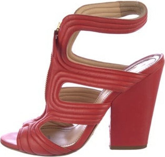 Jerome C. Rousseau Leather Slingback Sandals Red Unfortunately, due to restrictions, this item may not be eligible for shipping in all areas.