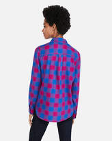 Thumbnail for your product : Express Pink Plaid Flannel Boyfriend Shirt