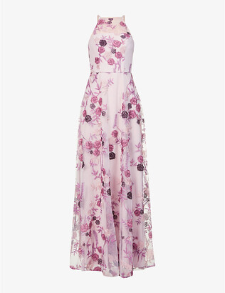 Chi Chi London Floral-embroidered woven maxi dress