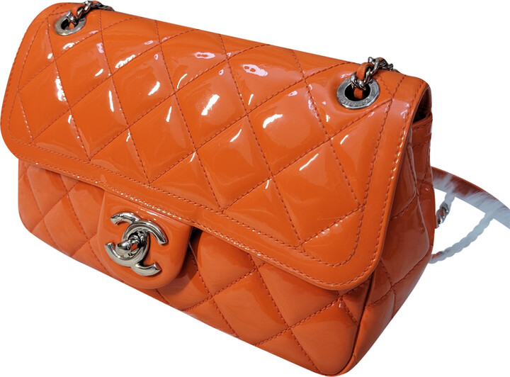 Orange Chanel Small Patent Just Mademoiselle Shoulder Bag