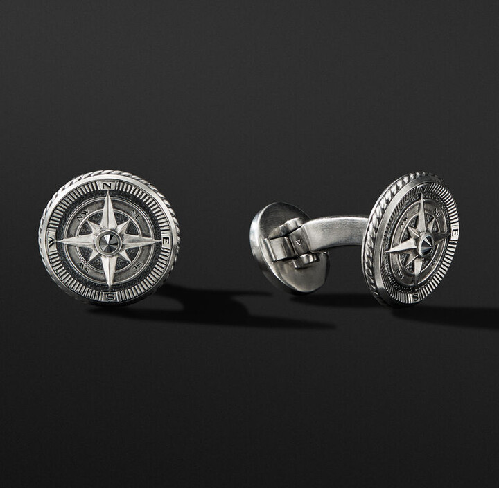 David Yurman Maritime Compass Cufflinks With Center Black Diamond ShopStyle