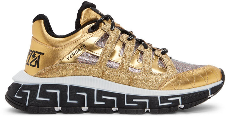 Versace Gold Trigreca Sneakers - ShopStyle